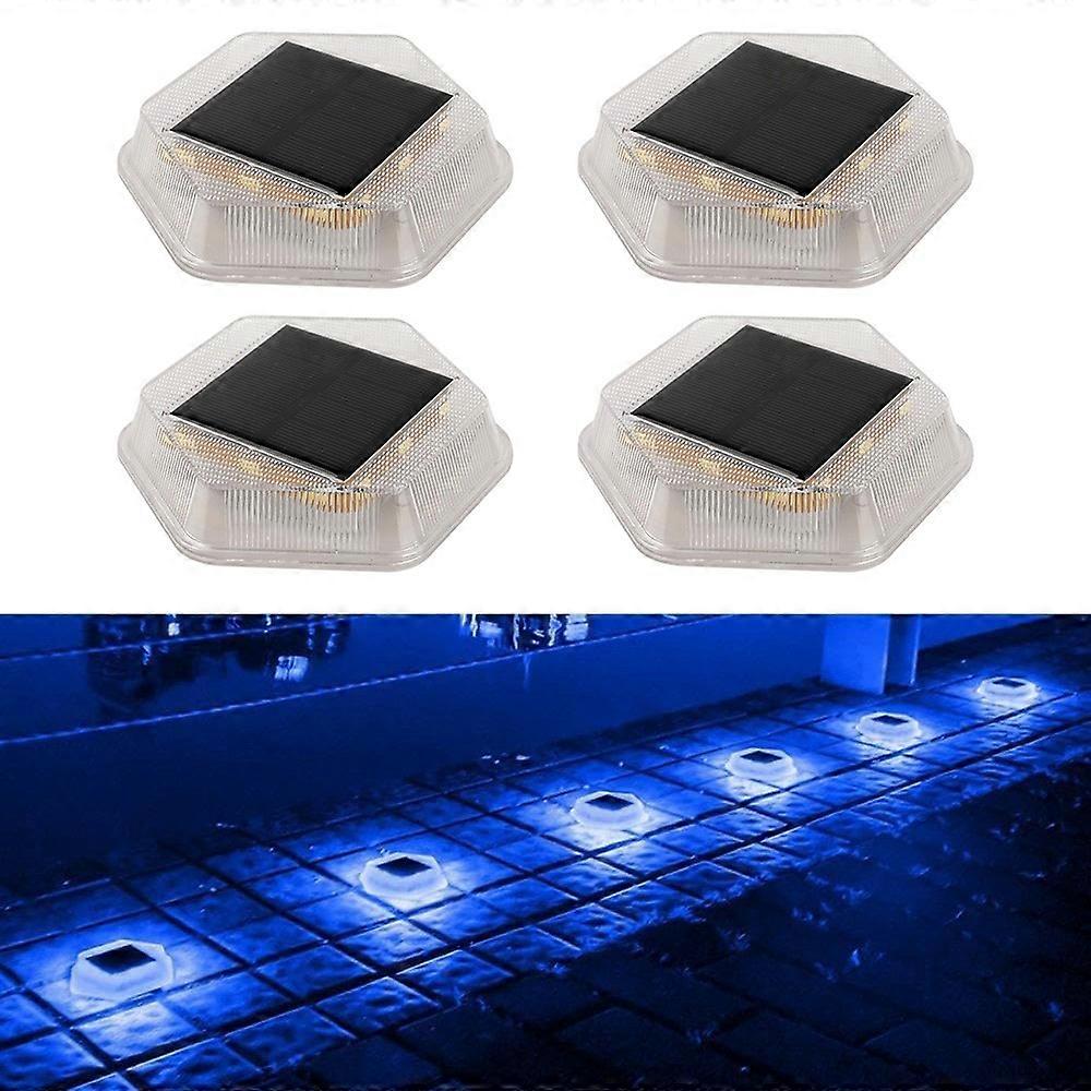4Pcs Hexagonal Deck Step Lights for Garden Pathway IP65 Waterproof Solar Ground Lights