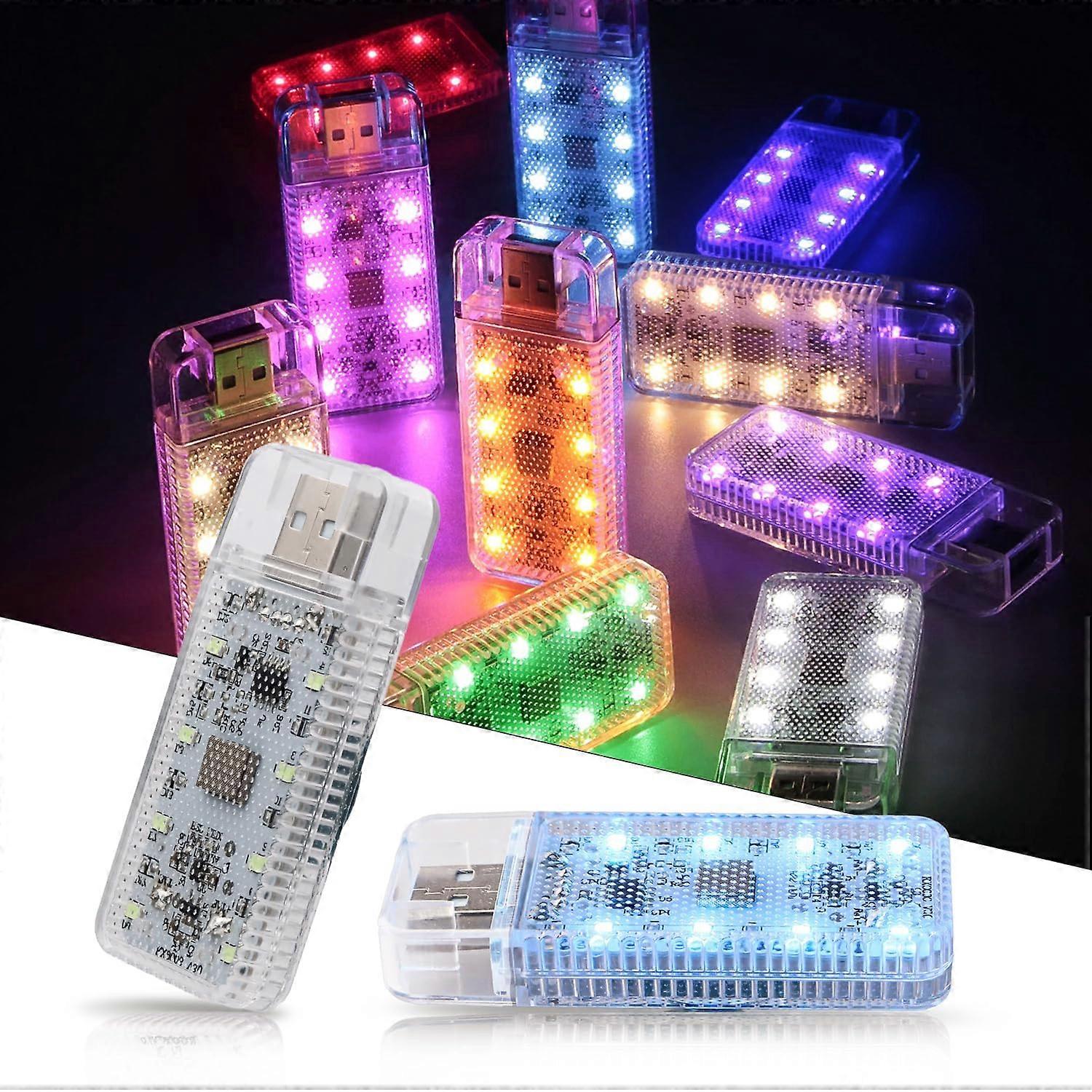 2PCS Rechargeable Magnetic USB Car LED Interior Lights, Ice Blue Ambient Lighting with Touch Control