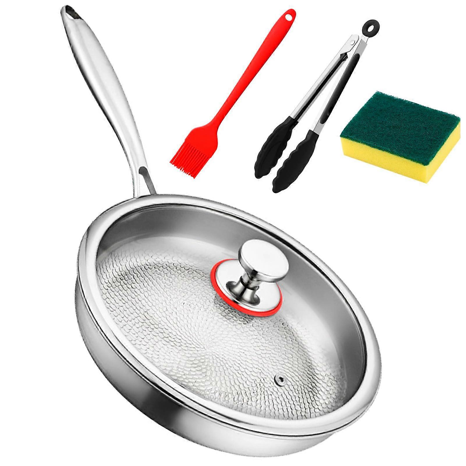 Titanium Frying Pan with Lid, 12.59in Hammered Nonstick Skillet, Chemical ScratchResistant Cookware