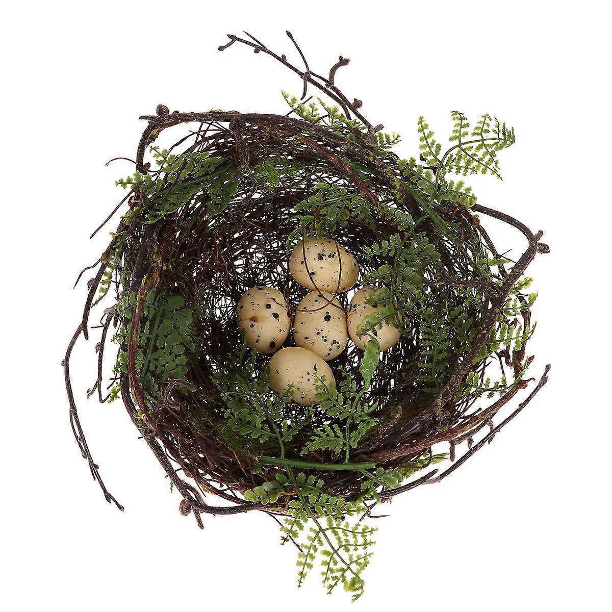 Nest Decoration Creative Rattan Nest with 5Sets of Eggs