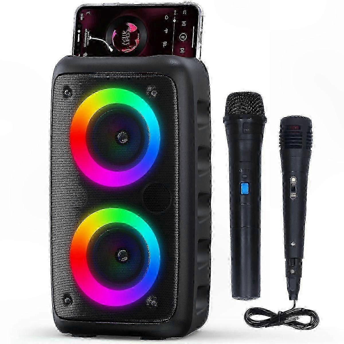 2025 Portable Karaoke Speaker with Dual Microphones for All Ages, Bluetooth Connectivityc