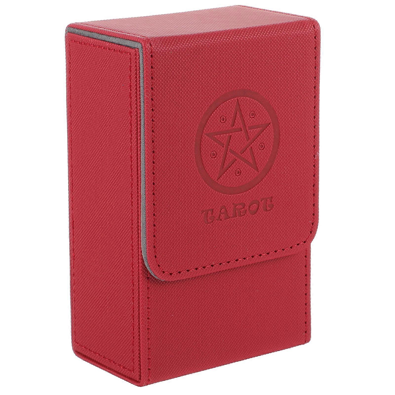 Card Storage Box Portable PU Tarot Cards Storage Box in Red Color