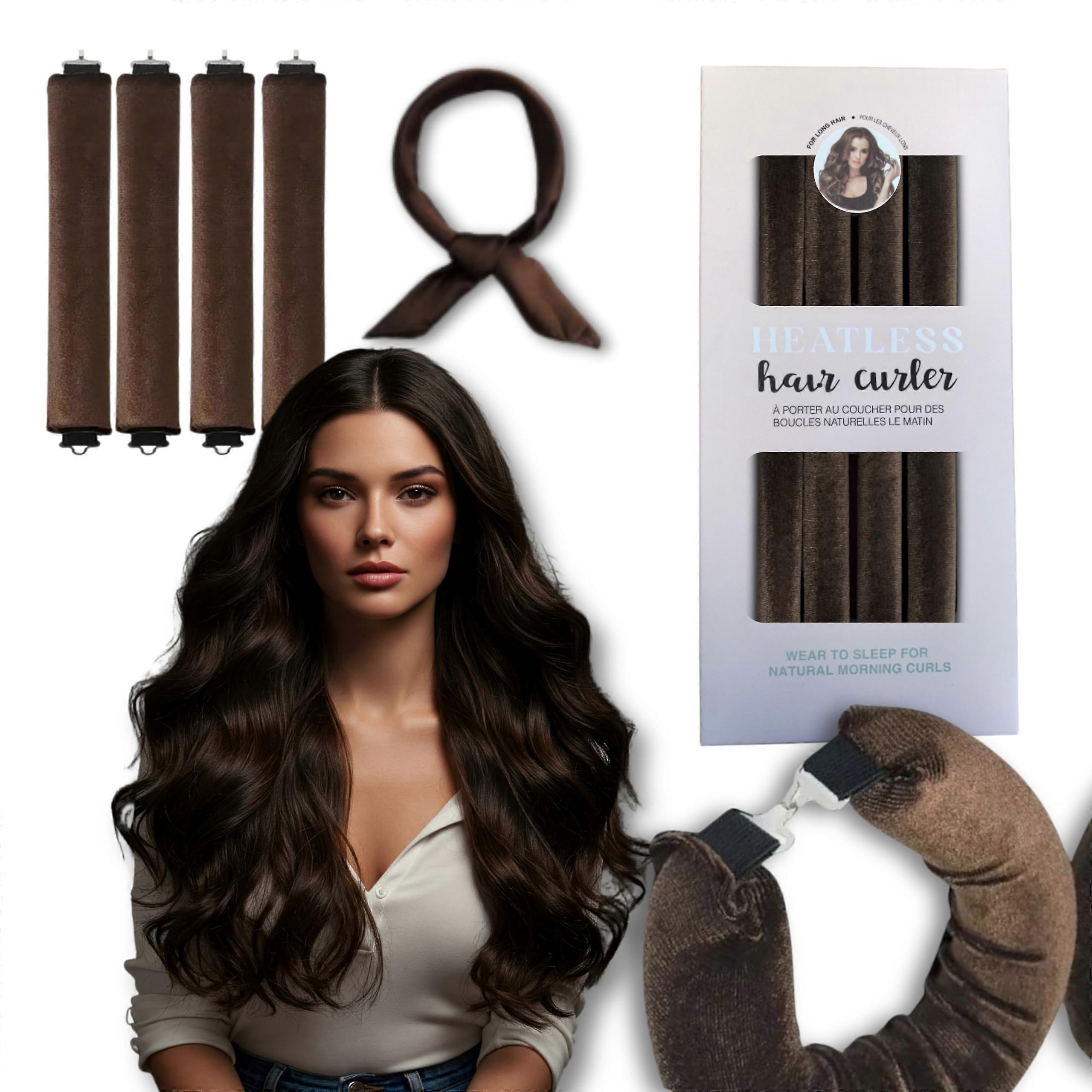 Heatless Curlers for Overnight Waves – No Heat Foam Hair Rollers with Satin Wrap, 4pcs Extra Large