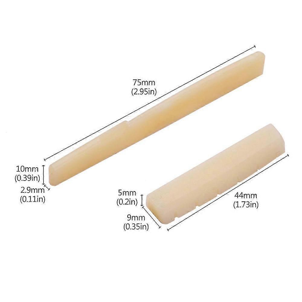 Natural Bone Nut and Saddle for 6-String Acoustic Guitar