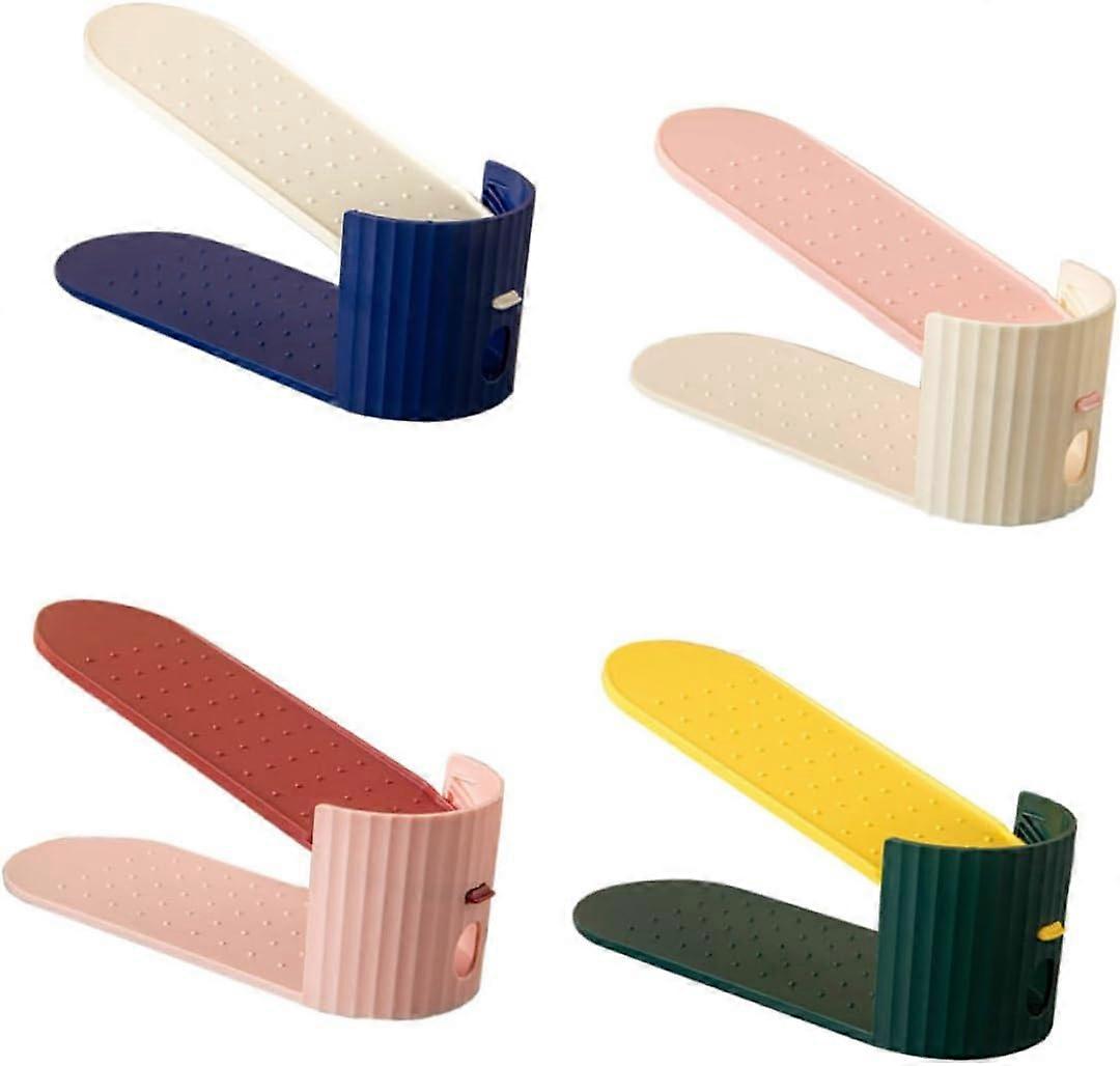 4pcs Plastic Shoe Rack Storage Slots Up-down Structure for Space-efficient Shoe Organization