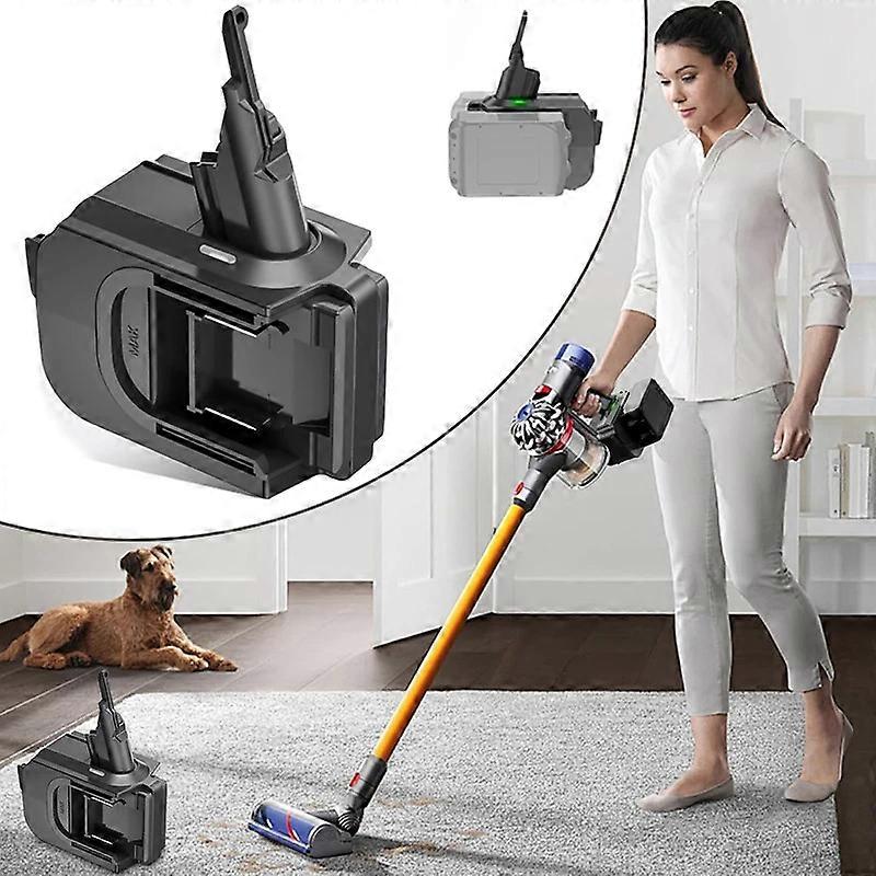 2-in-1 V7/V8 Double Battery Adapter,for 2Packs for Makita 18V Battery Work for Dyson V7+V8 Series Vacuum Cleaner,Higher Power and Longer Working