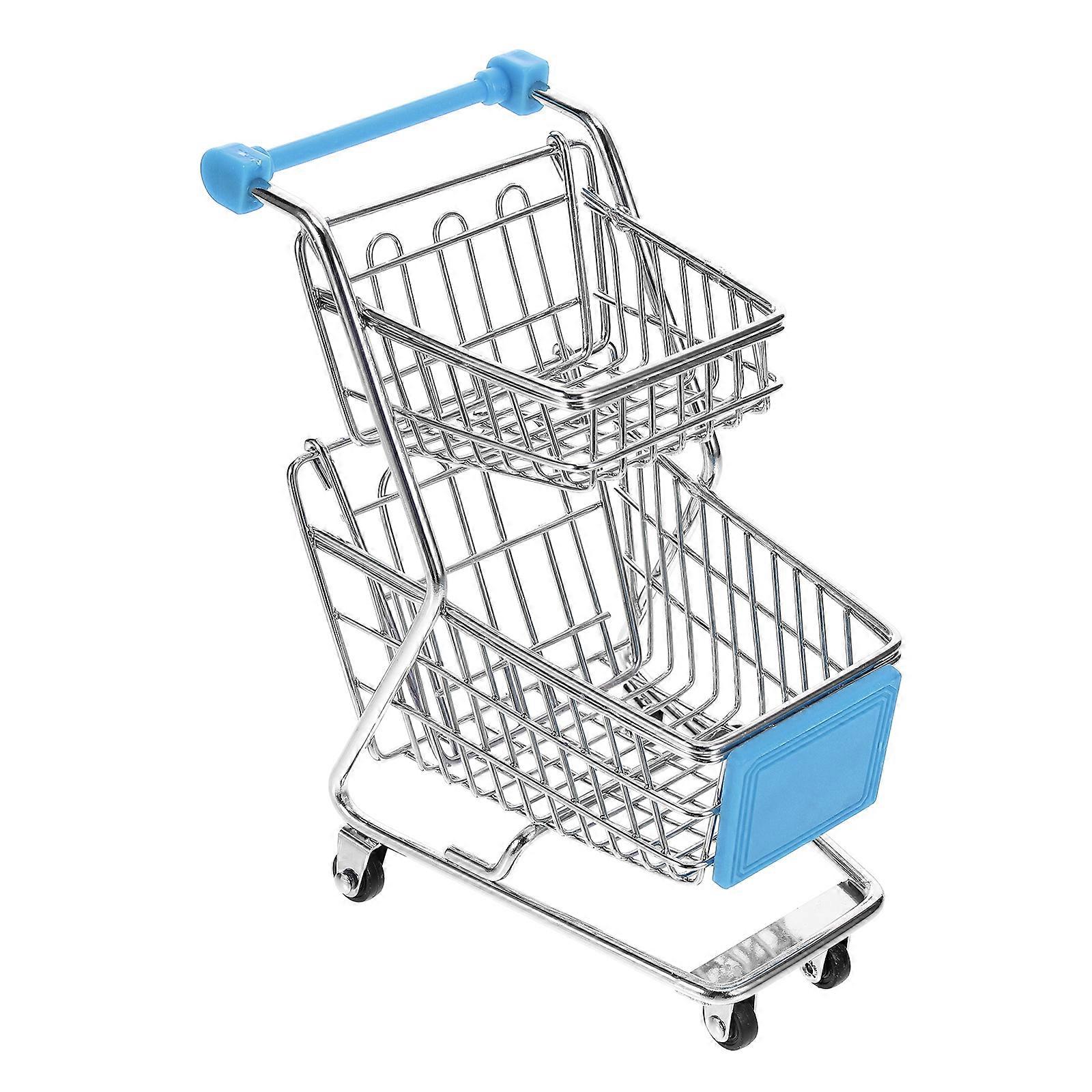 Mini Shopping Trolley Toy Iron Basket for Storage