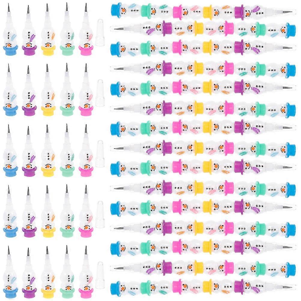 Kids Stackable Pencils Snowman Shaped for Writing 20Pcs Plastic Pencils