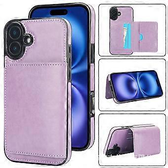 Case For Iphone 13 Pro 6.1 Purple Z Earl Series Crazy Horse Grain Leather Card Holder Anti-fall No10091