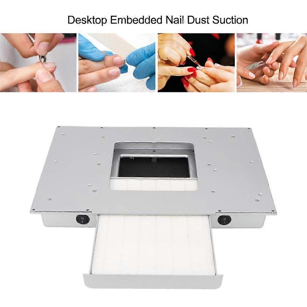 48W Table Embedded Nail Dust Collector with Power Suction and Easy Pullout Filter for Salon