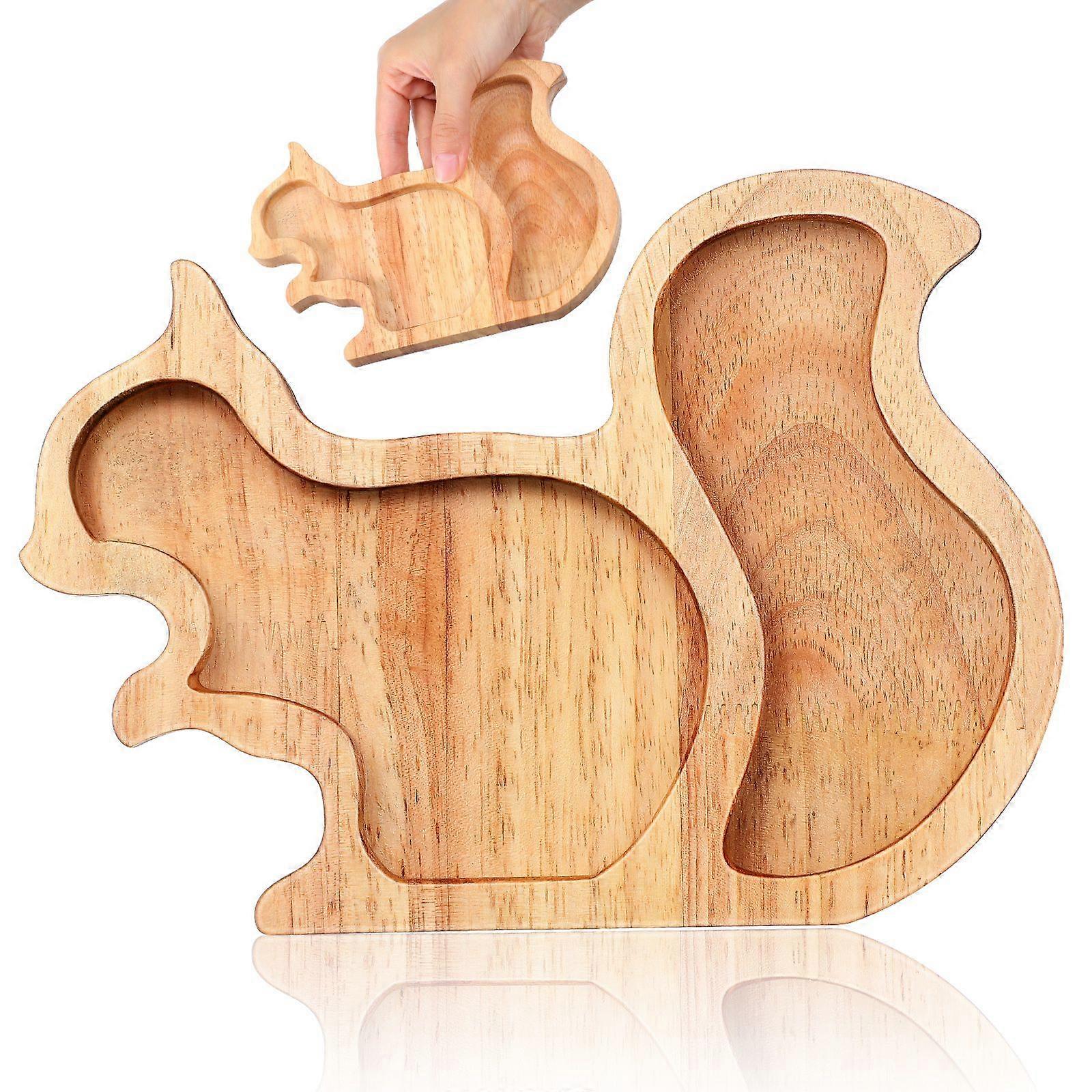 Holz Nuss Tablett Snack Servierplatte Ablage Tablett Teller Eichhörnchen Form Platte