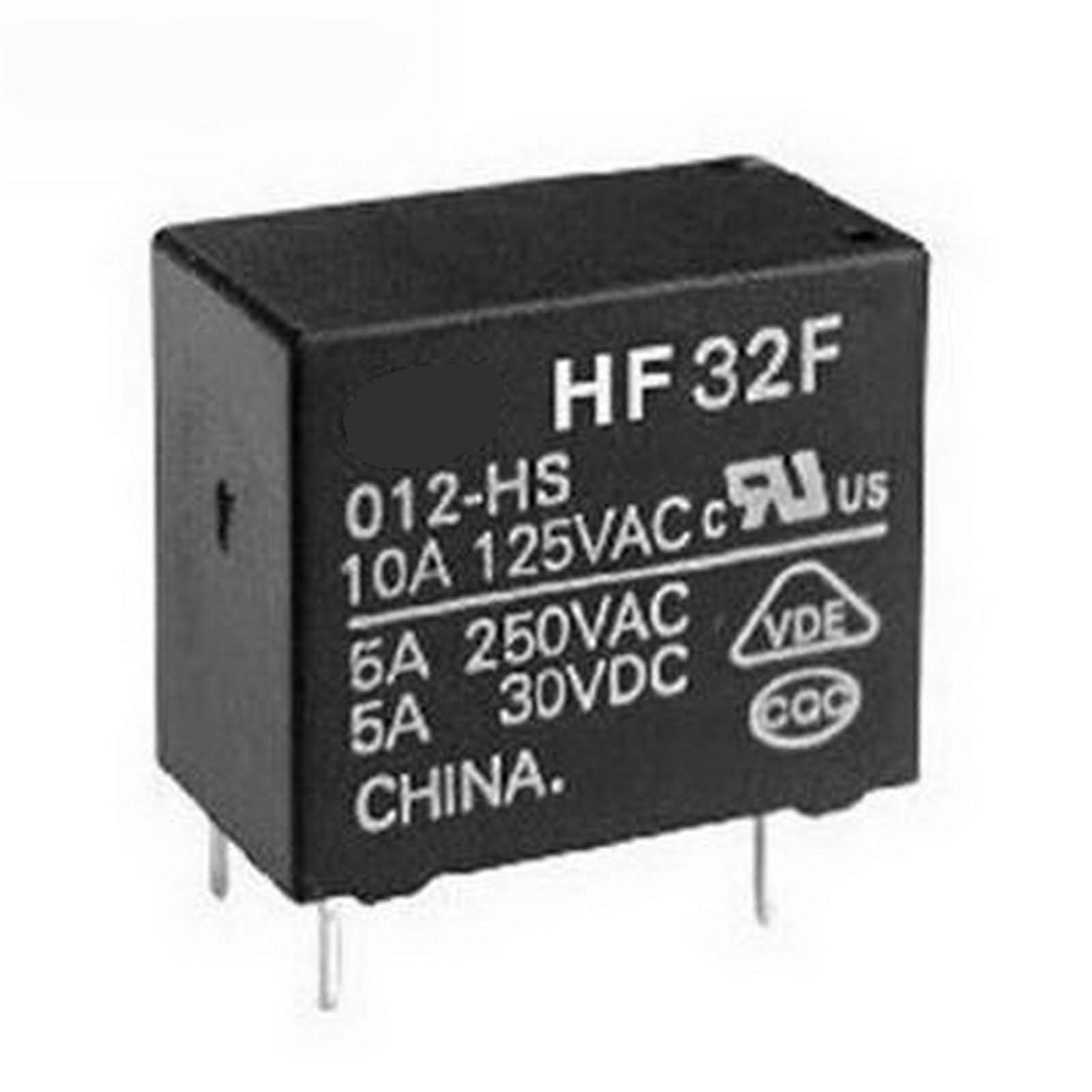 JZC32F012HS3 12V Power Relay 5A 4 Pin PCB  Current Durable Contacts 10Pcs