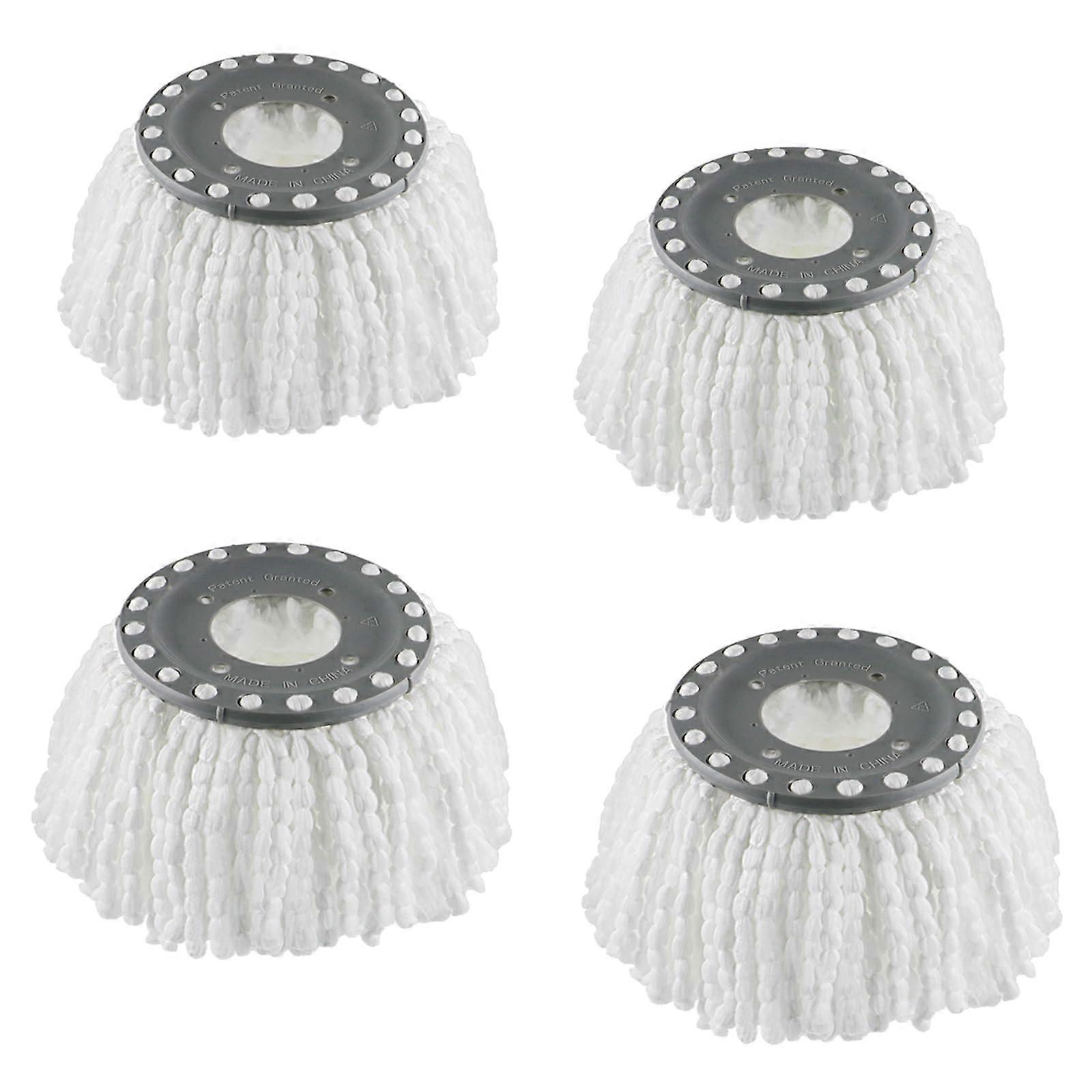 Spin Mop Replacement Heads 6.3 Inch Round Microfiber Refills for Hurricane Mop, Super Absorbent, Machine Washable, White 4 Pack