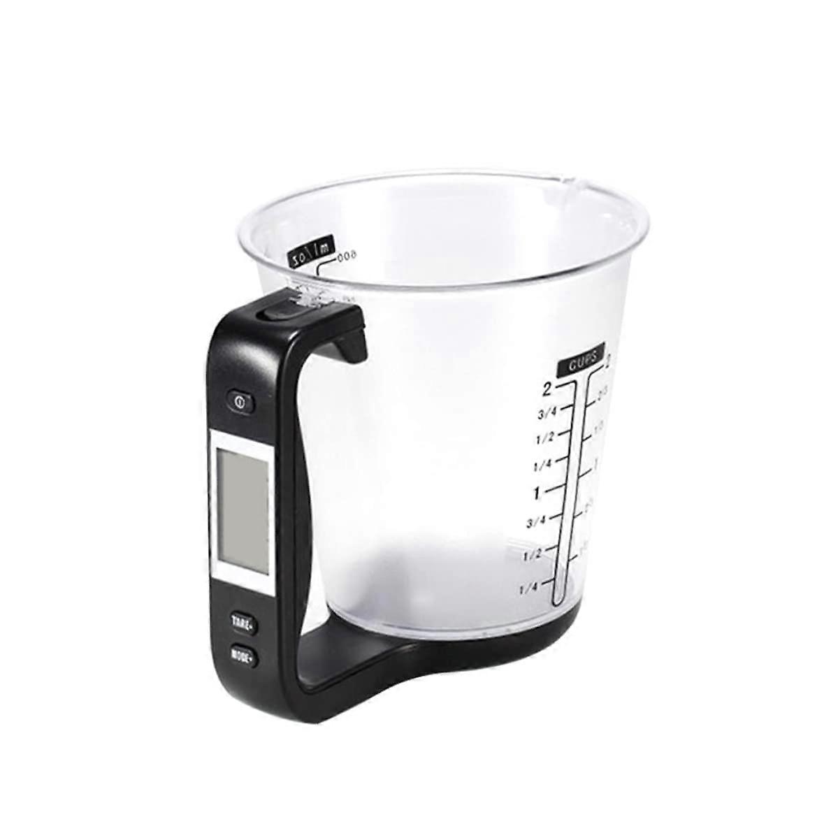 Digital Measuring Cup with Scale and Temperature Display, 3 in 1 Electronic Kitchen Jug Black