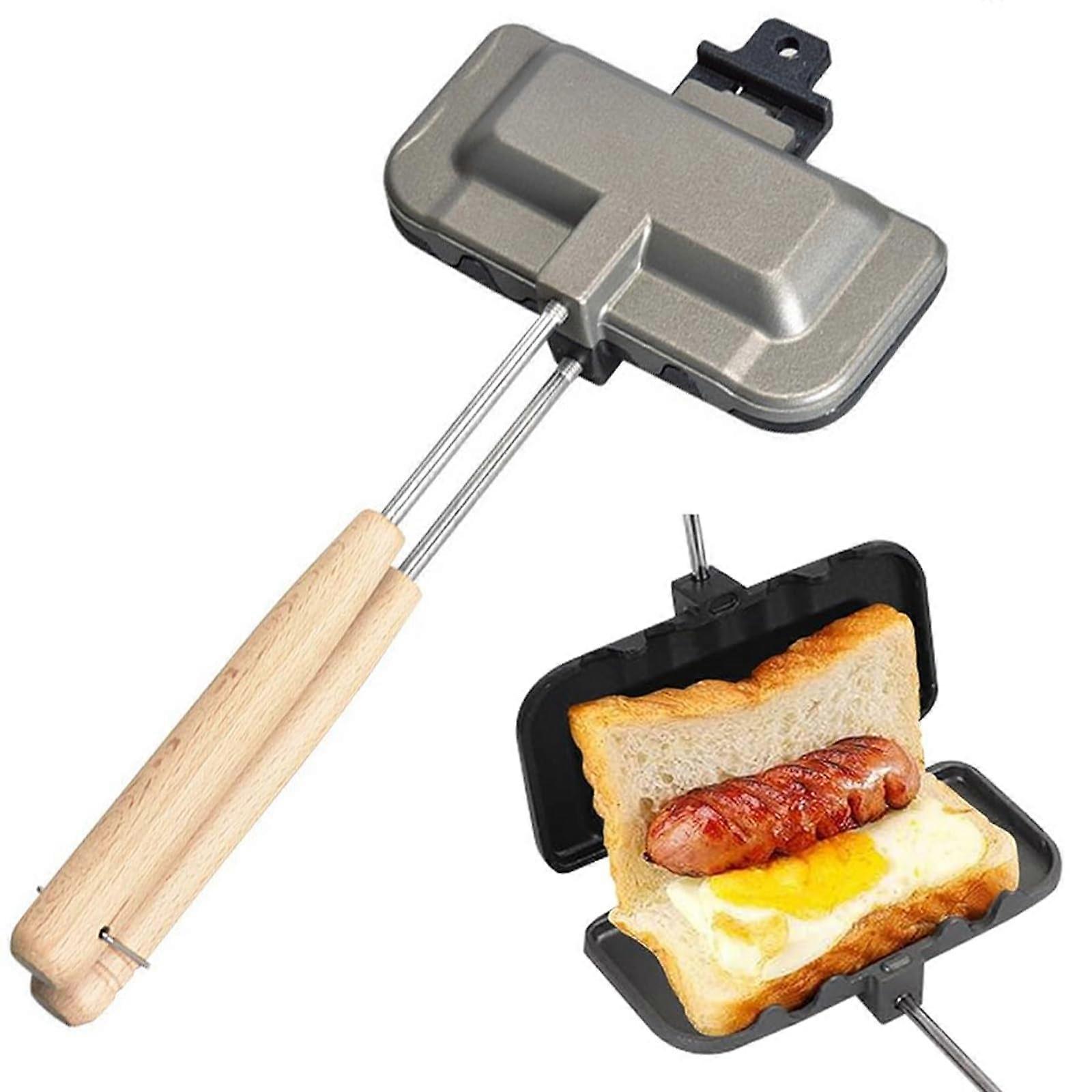 Nonstick DoubleSided Sandwich Maker with Even Heating for Grilled Cheese, Breakfast, Camping