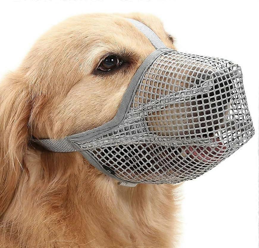 Basket Dog Muzzle for Long Snout Dogs, Breathable PVC, AntiBiting, Adjustable Strap, Gray 2pcs S