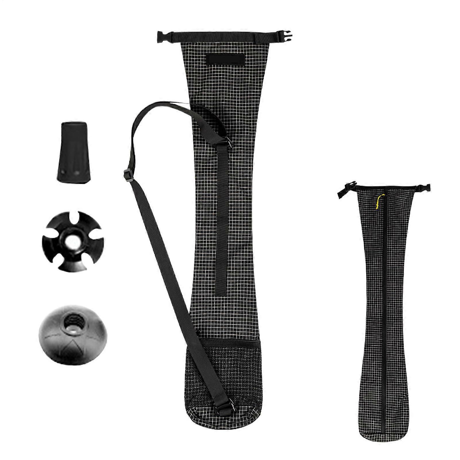 Waterproof Trekking Pole Storage Bag with Double Bottom and Mesh Pockets for Hiking and Camping