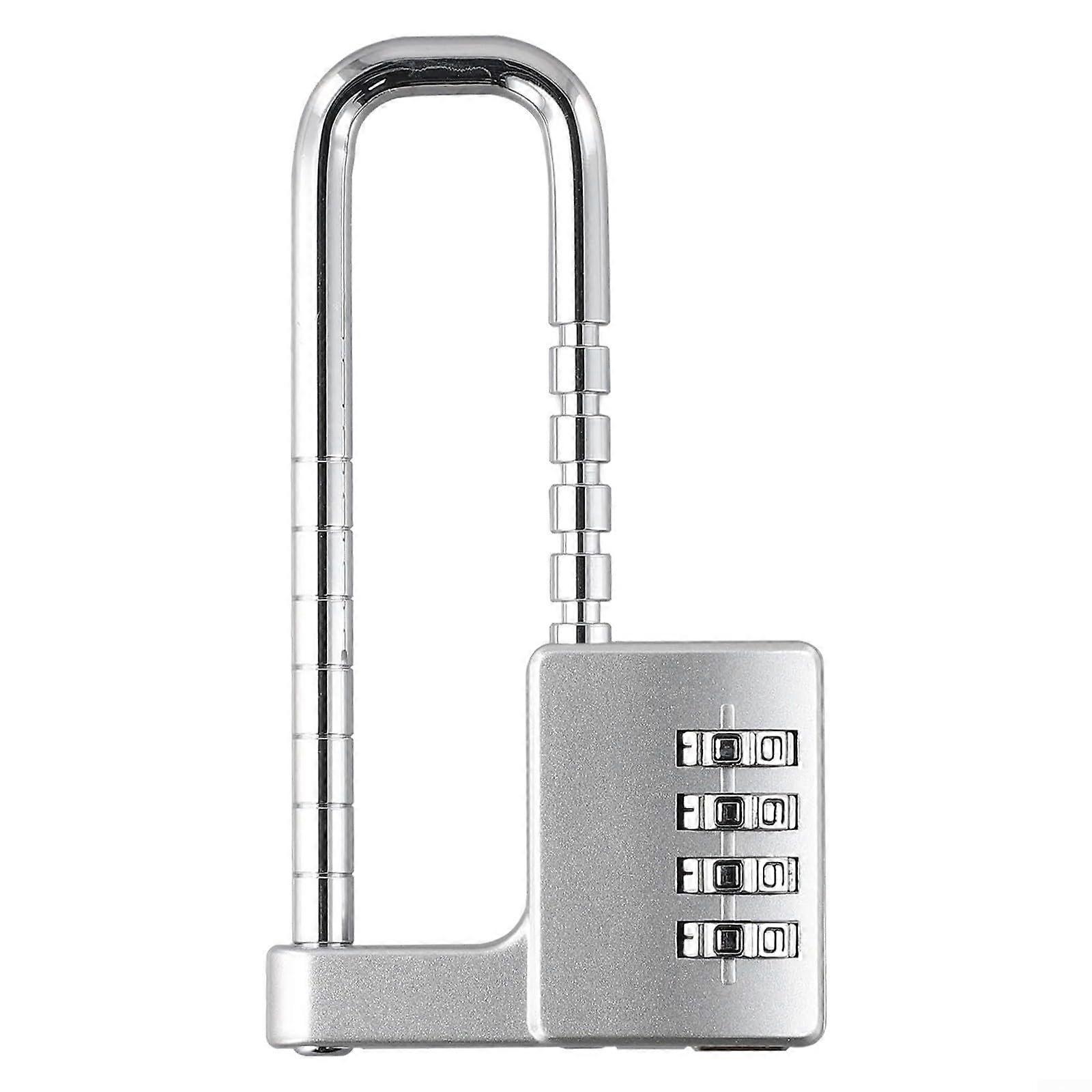 Adjustable UShaped Combination Padlock 4Digit Alloy Steel Security Lock for Cabinets Doors Silver