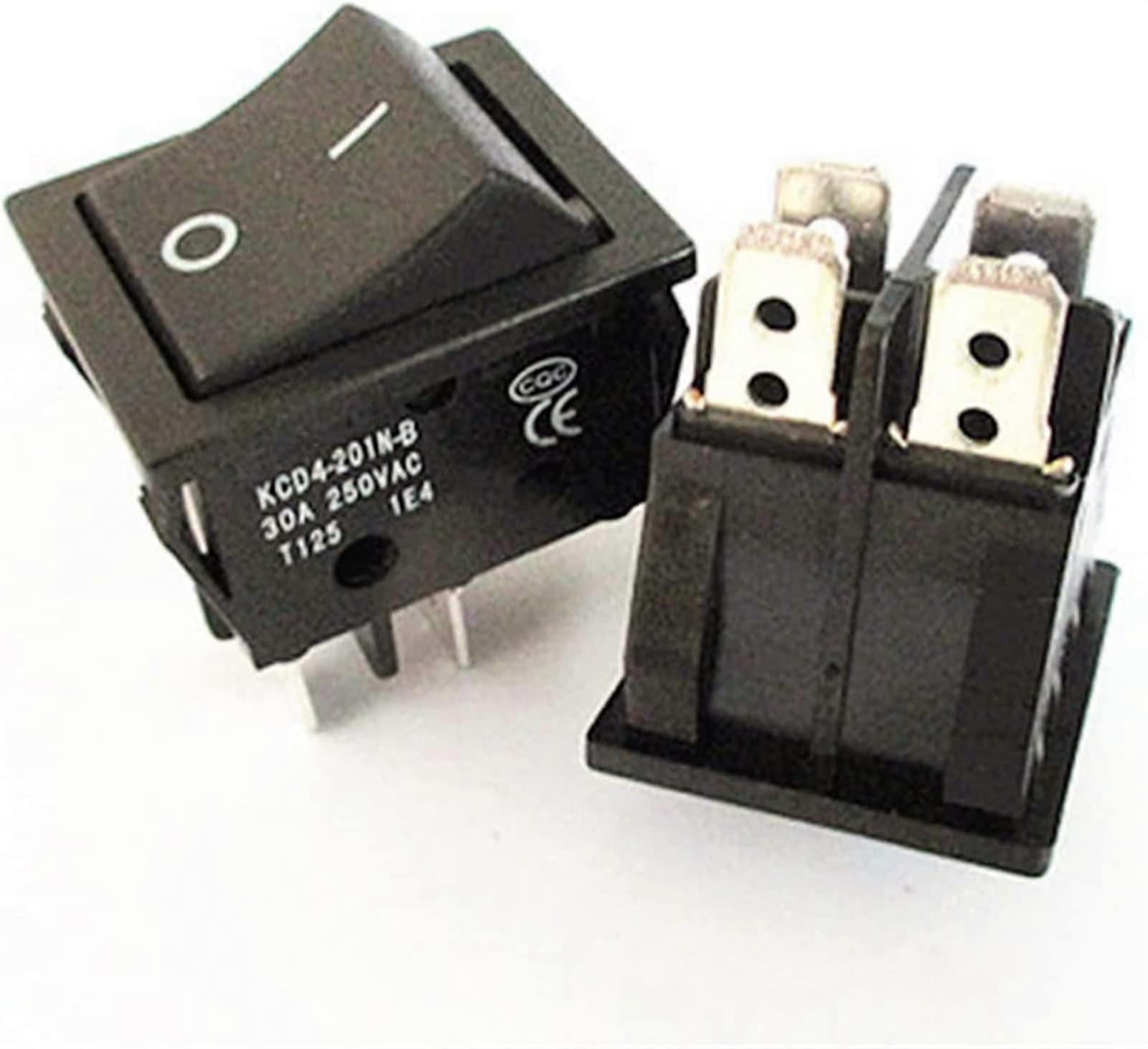 KCD4 Rocker Toggle Switch 30A 250V 4Pin  Current for Welding Machine Black