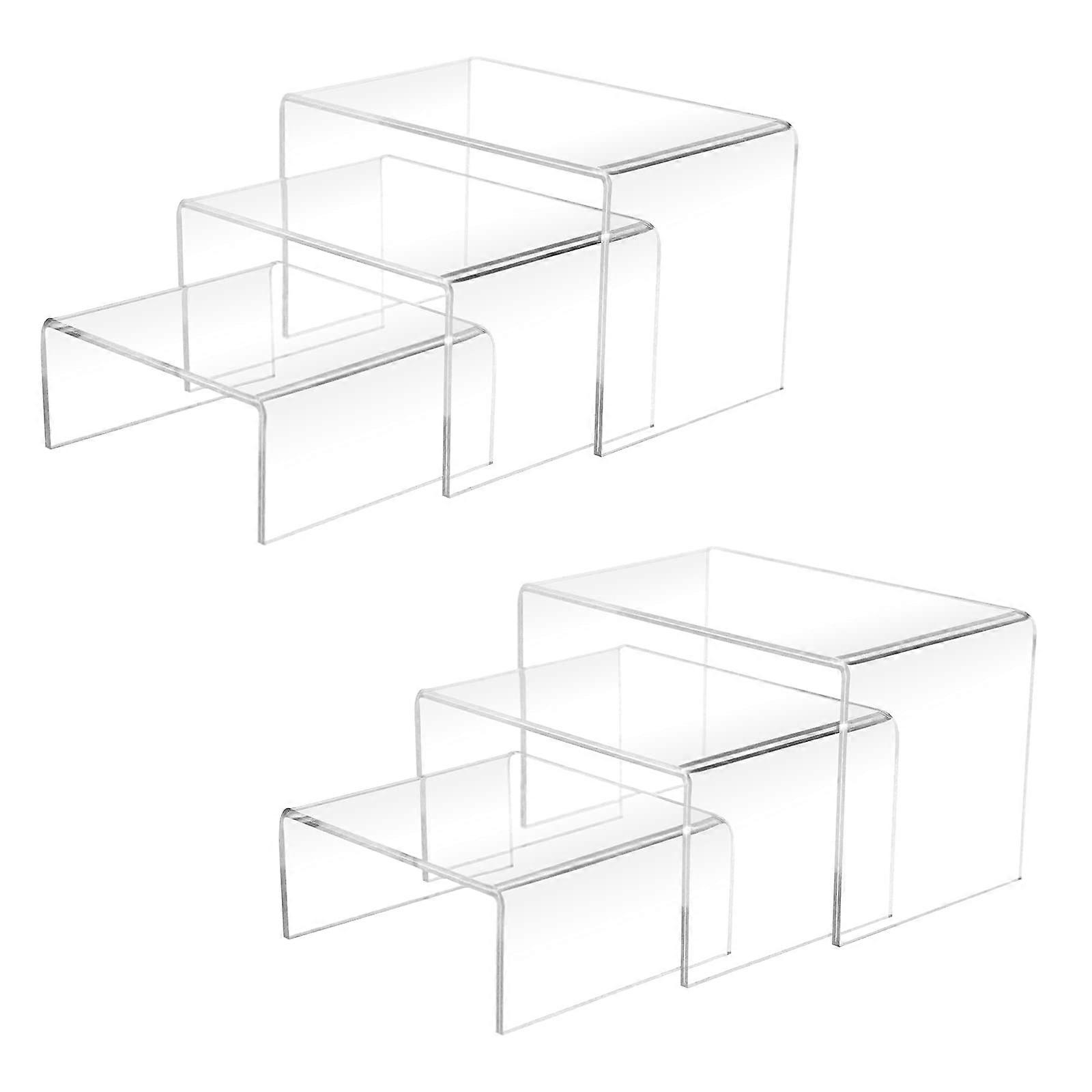 2 Sets Acrylic Display Risers 3', 4', 5' Clear MultiLevel Stand for Cupcakes Desserts Figures