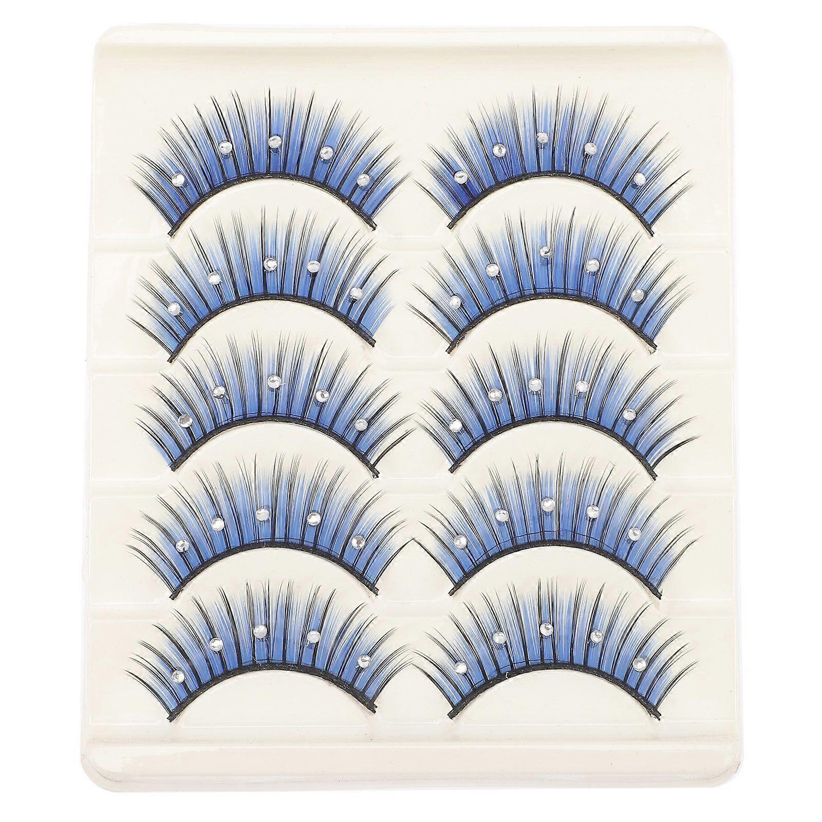 5 Pairs False Lashes Colored Eyelashes Long Dramatic Lashes with Rhinestone