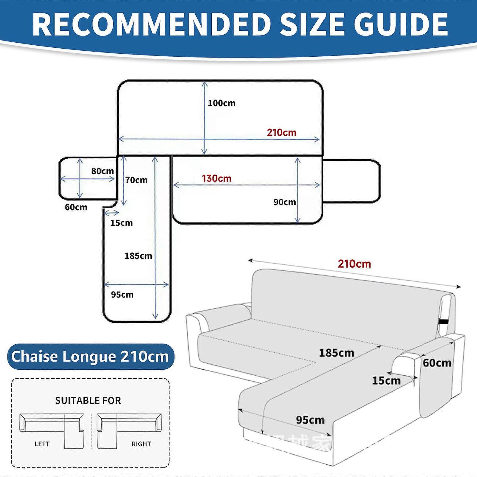 Light blue; Two-seater corner sofa | Width 210 cm; Three-seater corner sofa cover, waterproof corner sofa protector, corner sofa cover