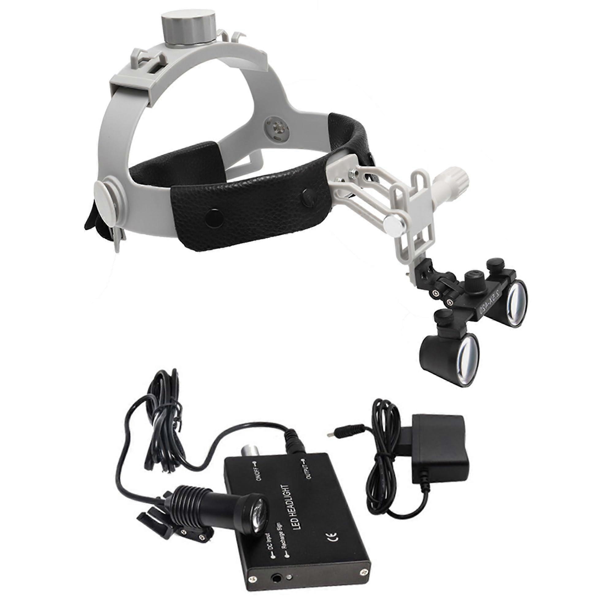 Dental Loupes with 5W LED Light, Adjustable Binocular Magnifier, Resolution Optics, Black 2.5X