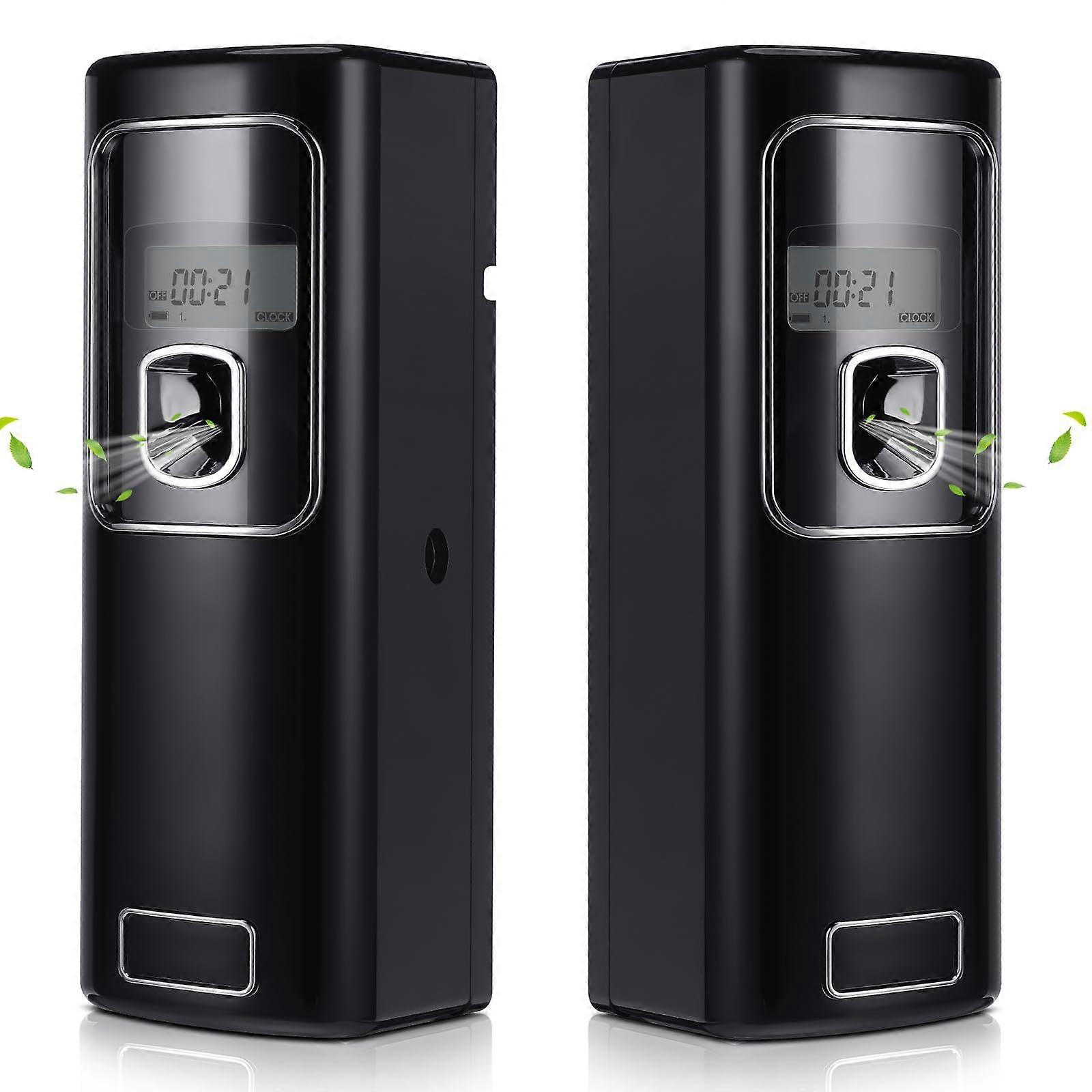 Automatic Air Freshener Dispenser with LCD Screen, Wall Mounted or Standing Black 2 Pack