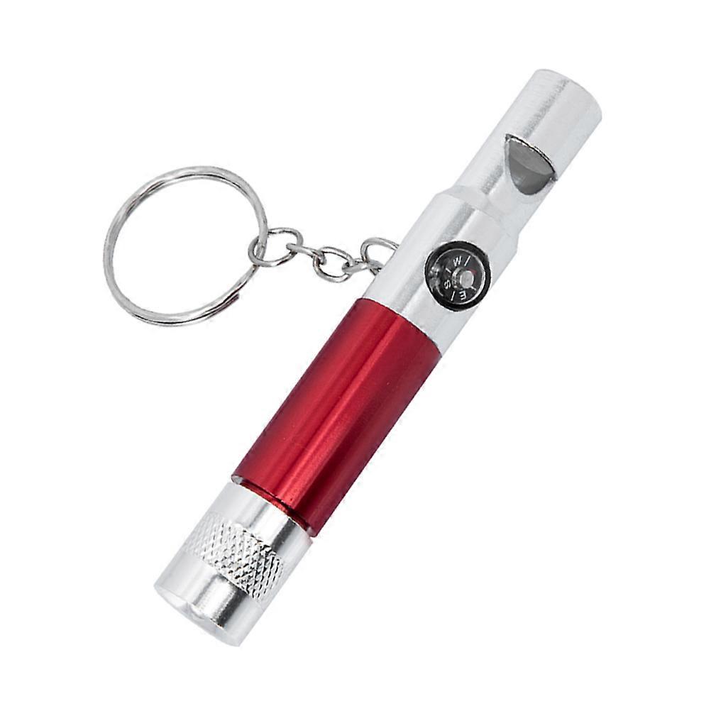 Silver Survival Whistle with Compass Flashlight for Emergency Use Lightweight