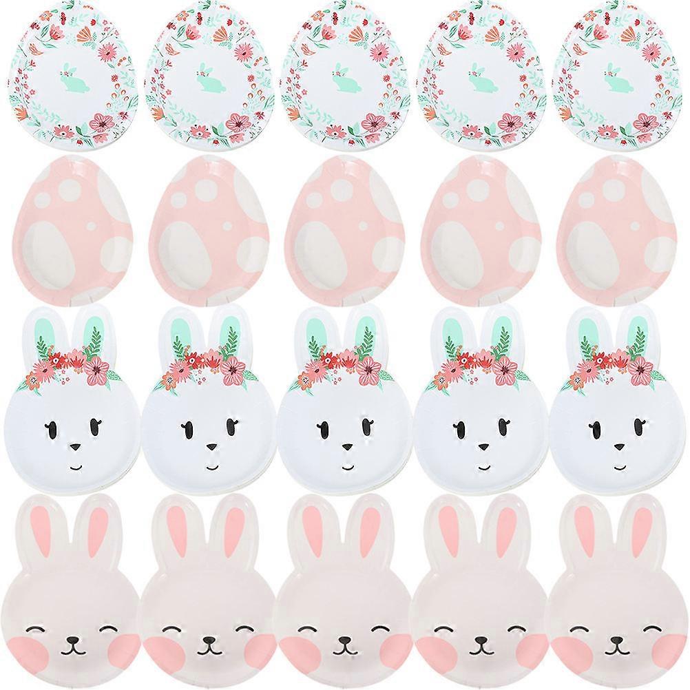 Party Dinner Plate Easter Egg Shaped Plates Theme Party Paper Material 19.5X14.5CM 32Pcs