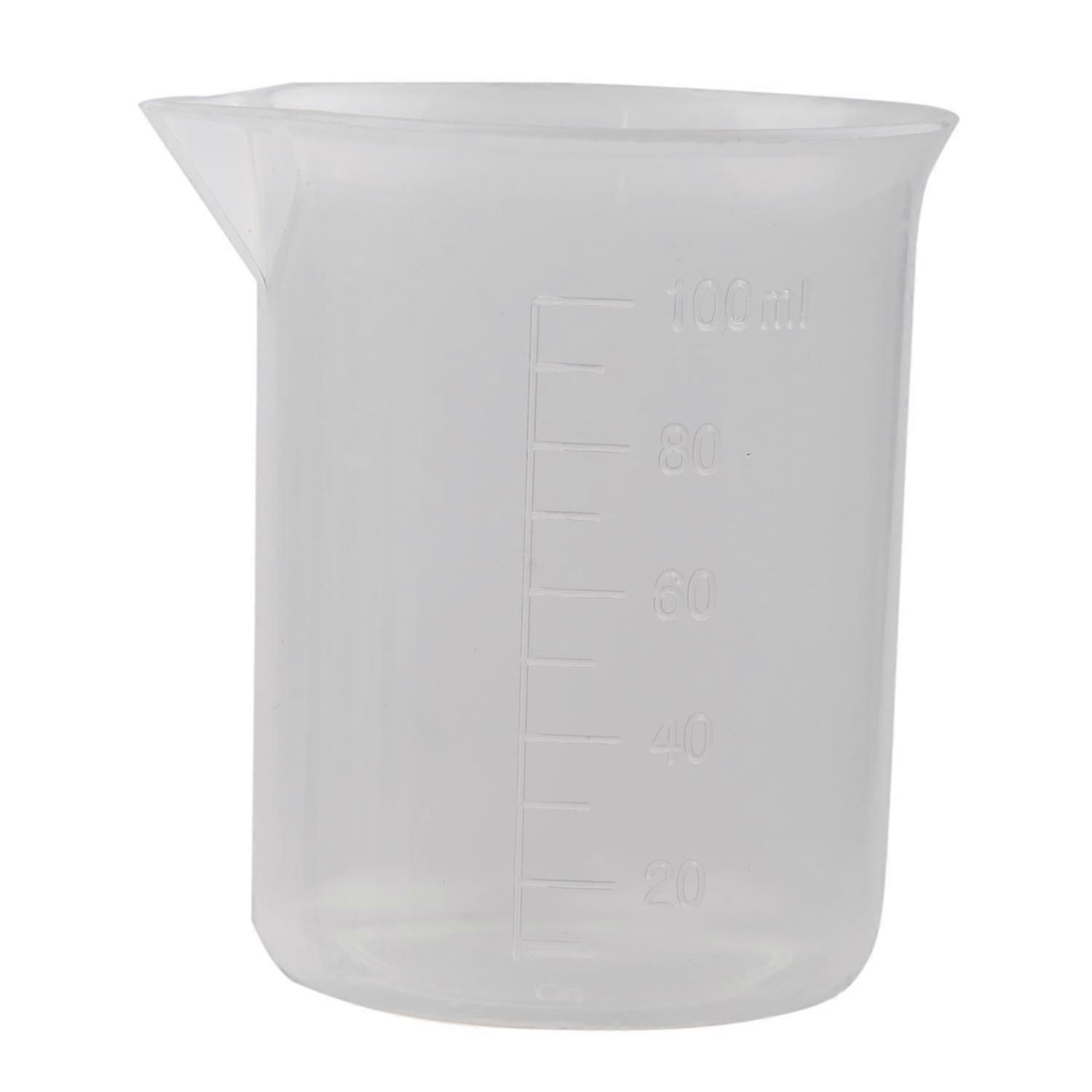 Clear White Plastic 100ml Measuring Cup Beaker For Lab Kitchen
