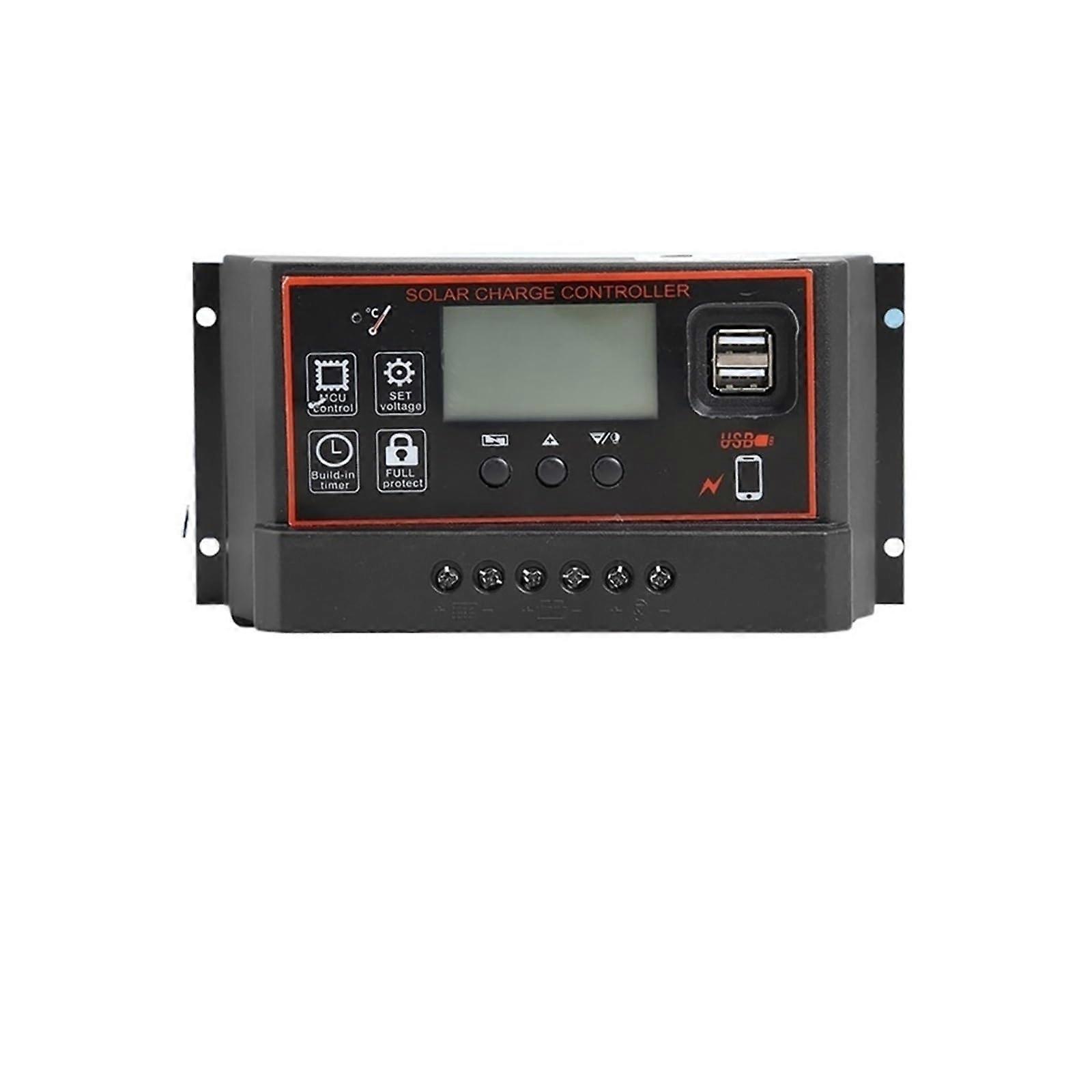 Solar Charge Controller 10A 12V 24V with LCD Display Dual USB Charging and Timer Function