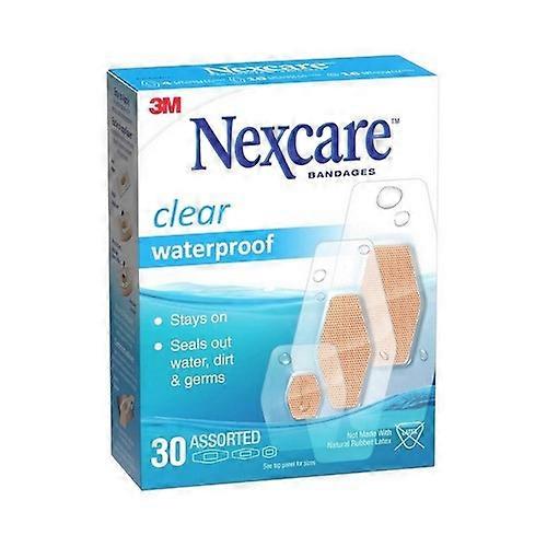Nexcare Clear Waterproof Bandages Assorted Sizes, 30 Count