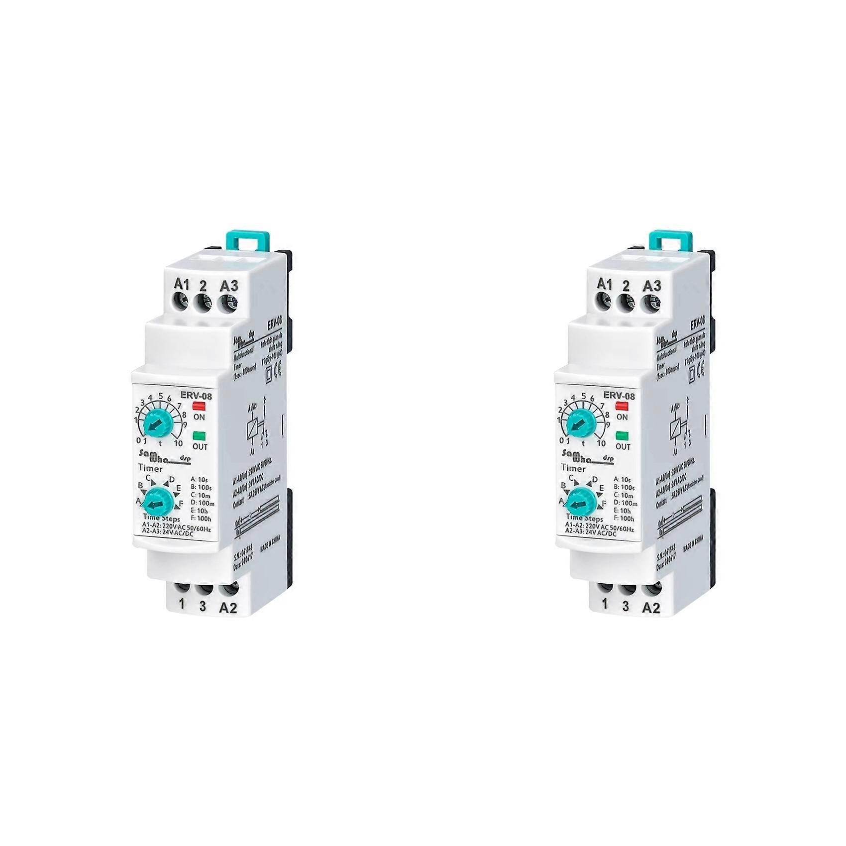 2X ERV-08 on Delay Multifunctional Time Relay Electronic Adjustable (0,1Sec.-100 Hours)