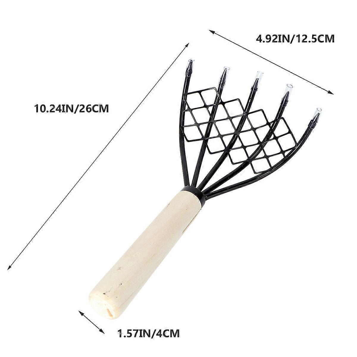 Net Rake Seafood Digging Rake with Wooden Handle for Digging