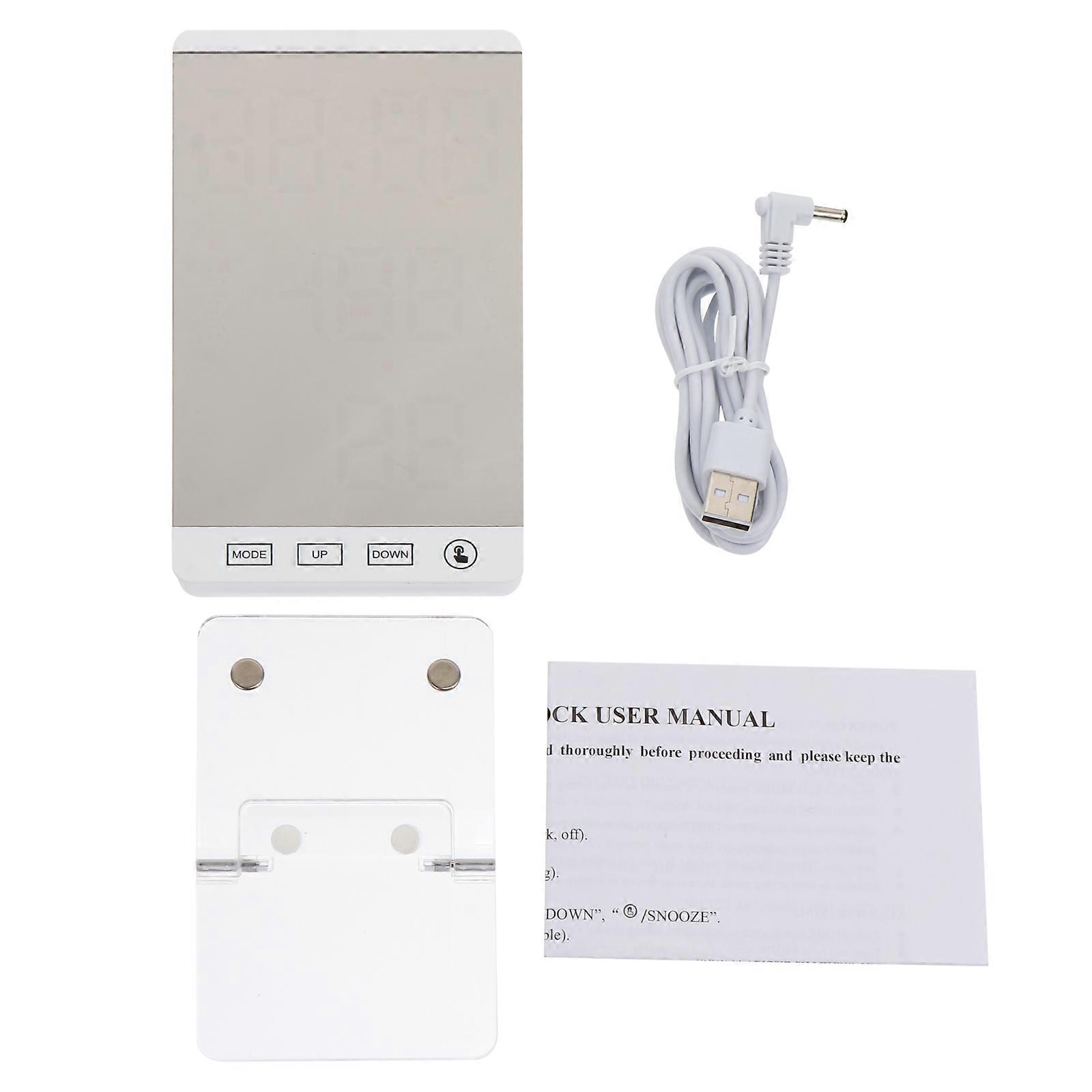 Temperature Clock LED Alarm Clock with Silent Operation 1Pcs White