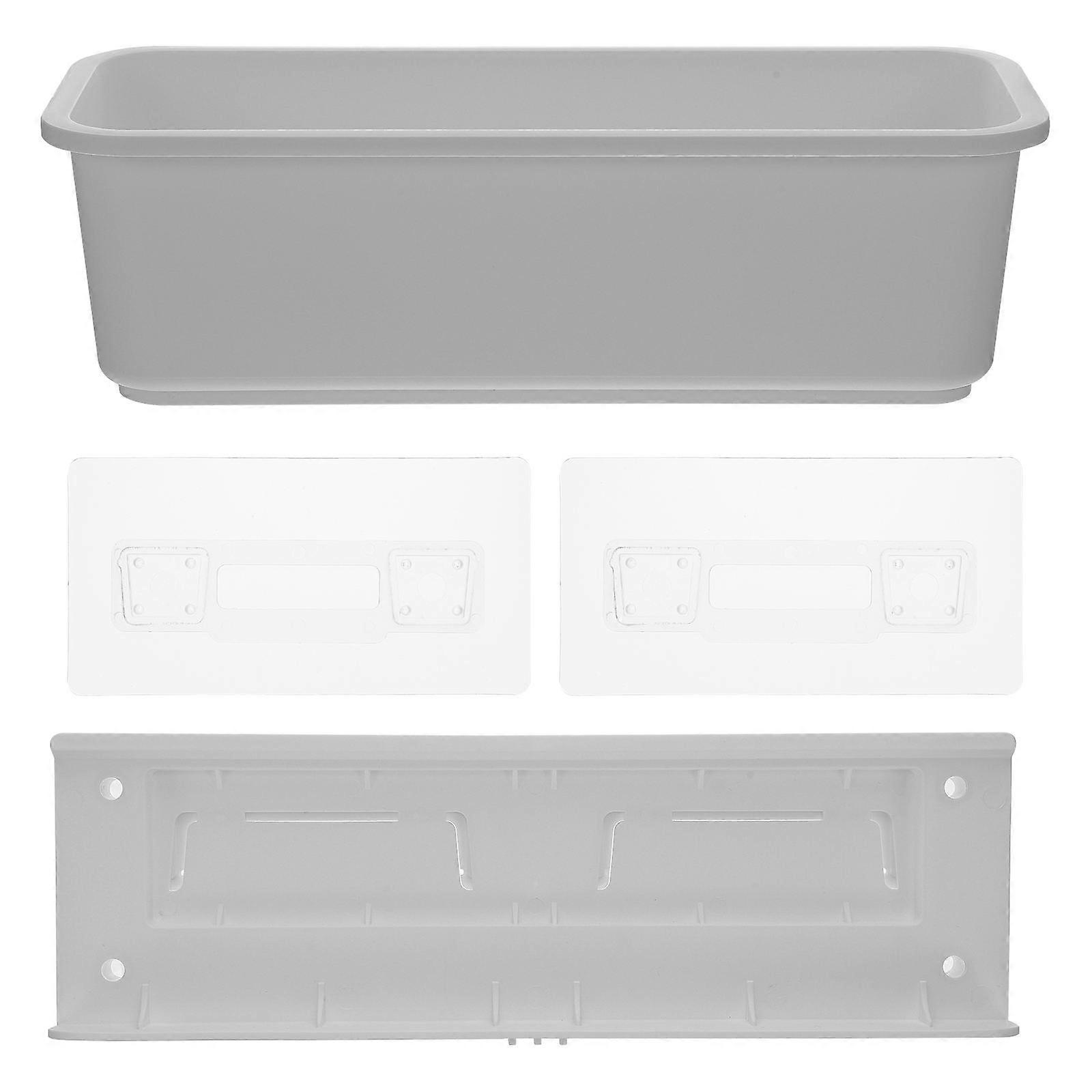 Kitchen Storage Box for Tableware Organization 1Set Wall-Mounted Grey Plastic