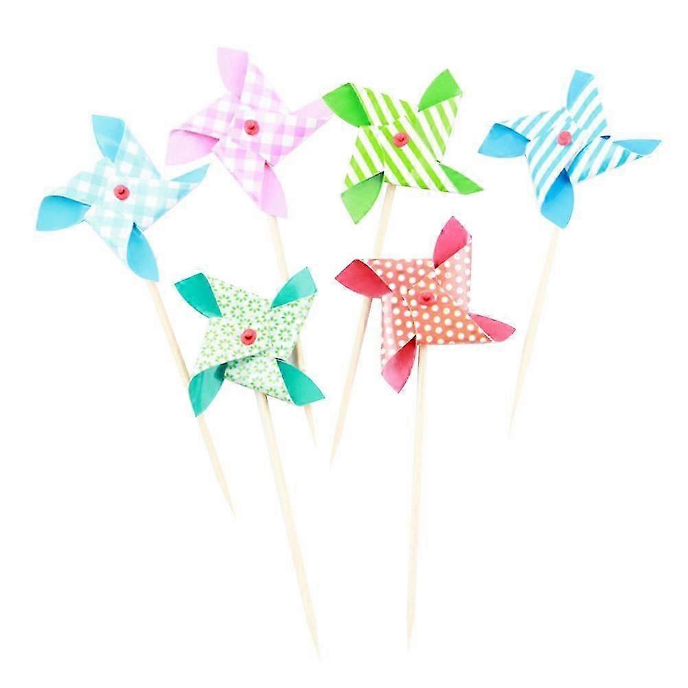 Assorted Color Windmill Cake Picks Cake Decorating Toppers 12Pcs Set