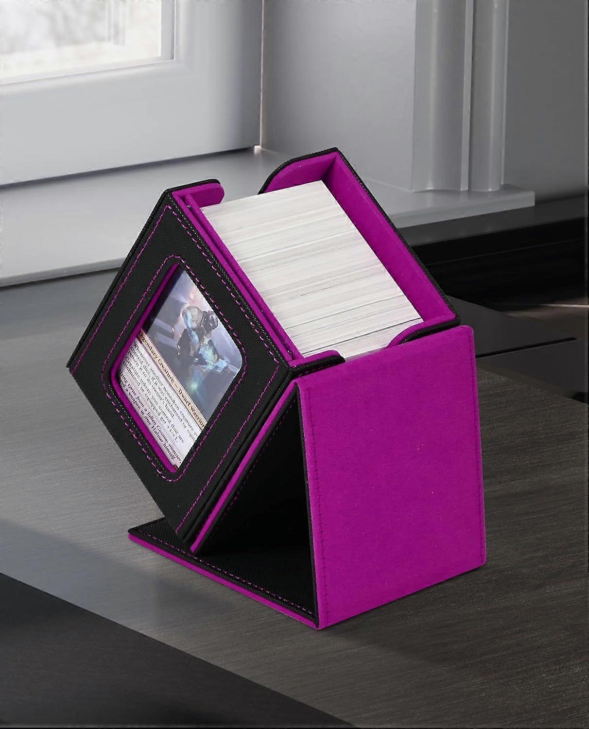 MTG Card Deck Box with Commander Window Display(Black&Purple)