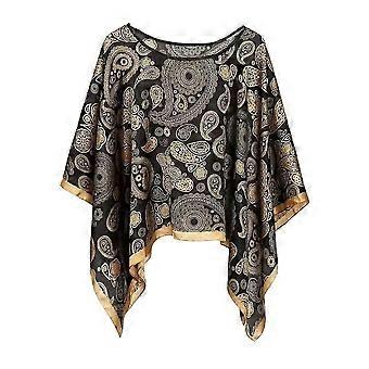 Boho Floral Print Beach Shawl Lightweight Chiffon Sun Protection Cover Up For Women