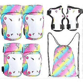 6-in-1 Wrist Pad Set with Adjustable Kids Protective Gear for Knee Elbow and Bike/Inline Skate/Scooter Use Ages 3-8