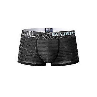 Herren Gestreifte Eisseide Durchscheinende Atmungsaktive Dünne Elastische Mittlere Taille Boxershortsv