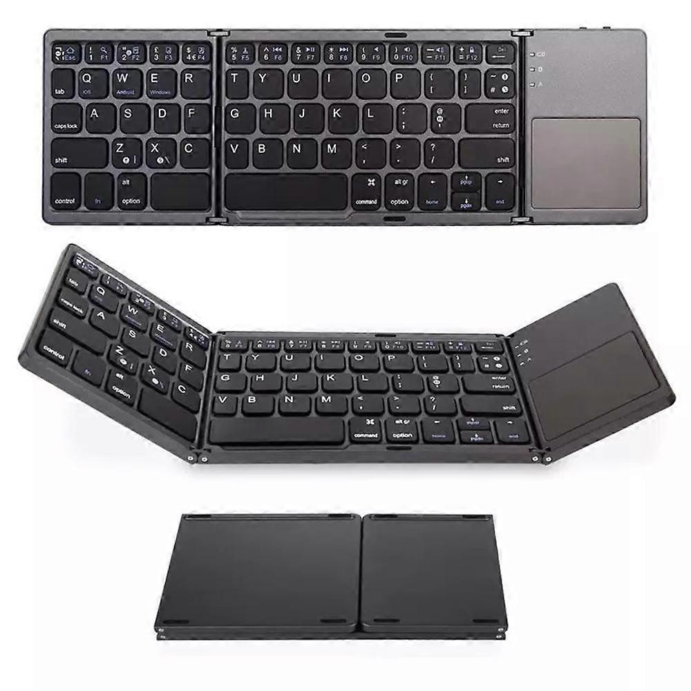 Tri-Fold Bluetooth Keyboard, Bluetooth Portable Mini Wireless Keyboard with Touchpad Mouse-black