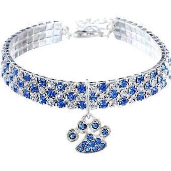 Pet Collar with Diamonds - Adjustable - Elastic Heart Claw Pendant - for Cat and Dog - Small Pet Collar