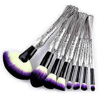 Brush Lip Eyeliner Set Tool Makeup Brushes Powder Foundation Eyeshadow Pro Brush Vegan Makeup Brushessilver, Black, Purple8pcs