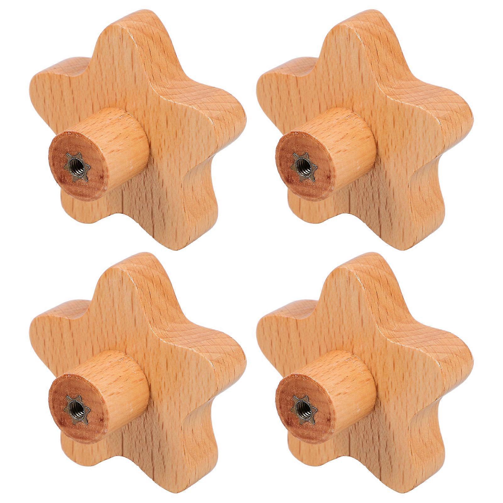 Creative Beige Cabinet Knobs Wooden Knobs for Decorating 4Pcs Dresser Pull