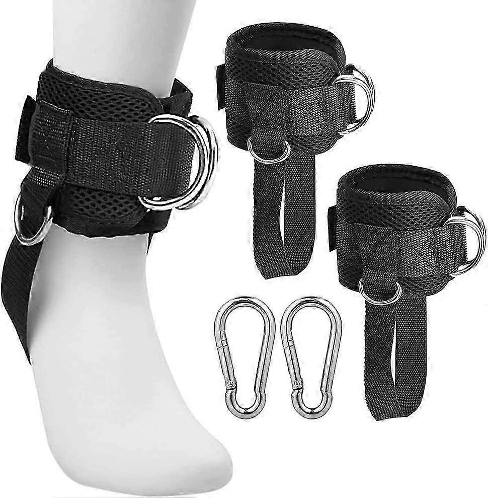 2 Pack Adjustable Padded Ankle Straps with Double D-Ring for Cable Machine Leg Training