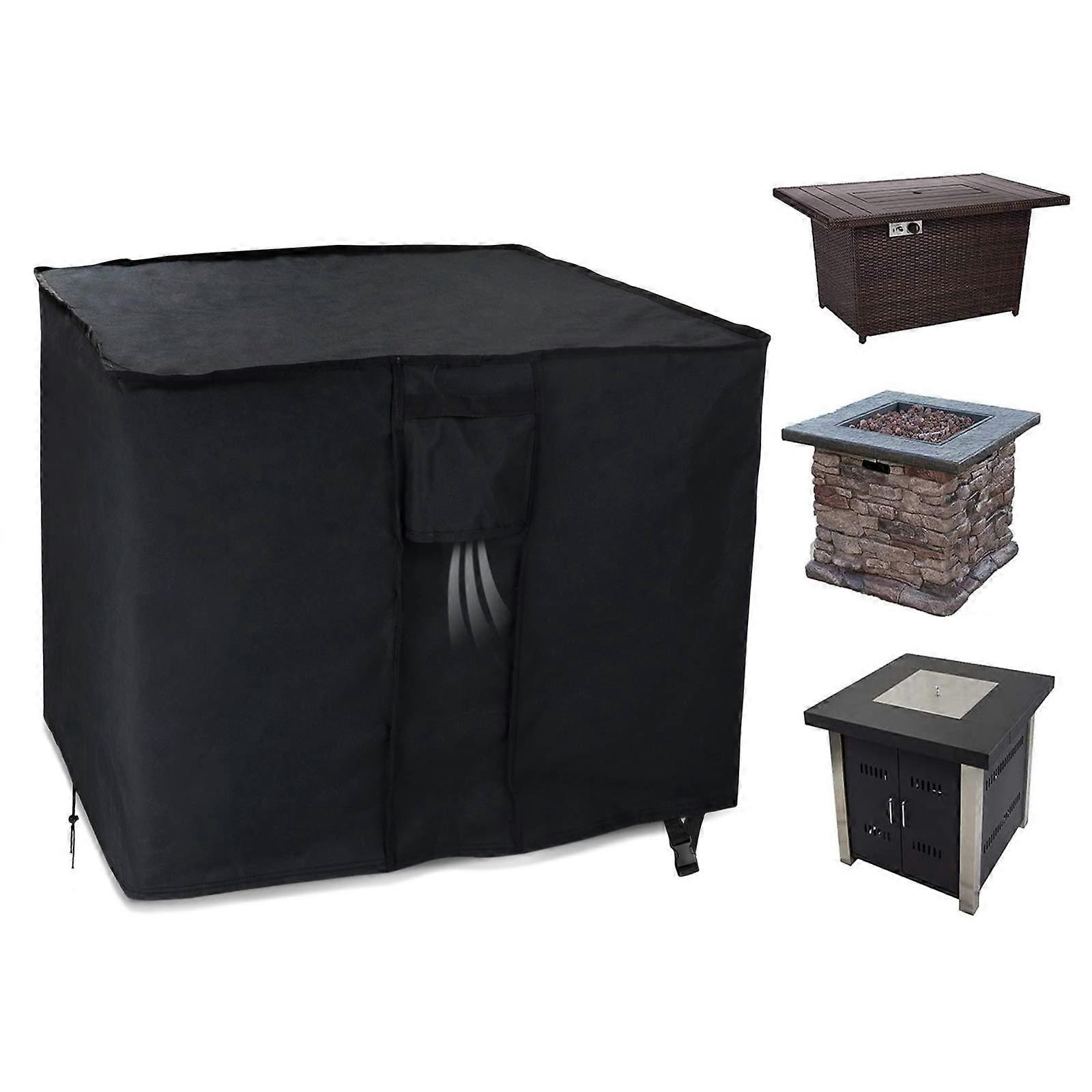 33 Inch Square Fire Pit Cover, 600D Waterproof Fire Pit Table Cover with Windproof Closure