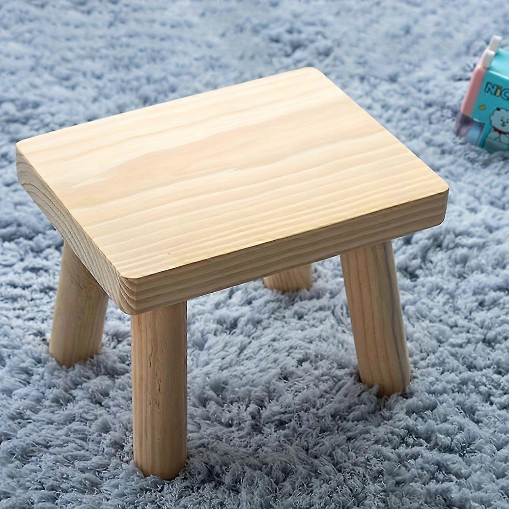 Nordic Solid Wood Entryway Shoe Stool, Rectangular Low Bench with High Load Capacity for Home