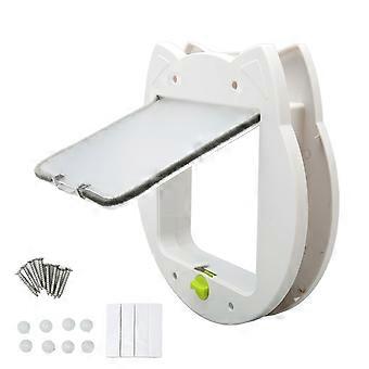 Porta Pet Flap 4 Vie Chiusura Silenziosa Resistente Agli agenti Atmosferici Porta Per Gatto Per Camera Da Letto Lettiera Bianca